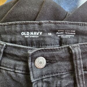 Old Navy Black Extra High-Rise Flare Trousers/Jeans Stretchy